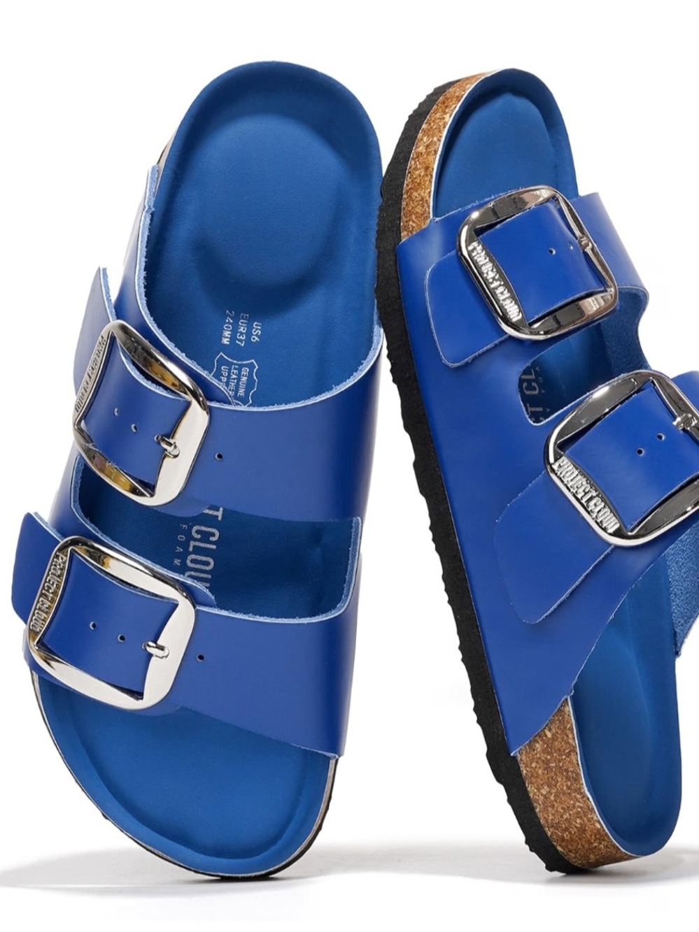 Women’s Double-Buckle Blue Slide Sandals EUC Project Cloud